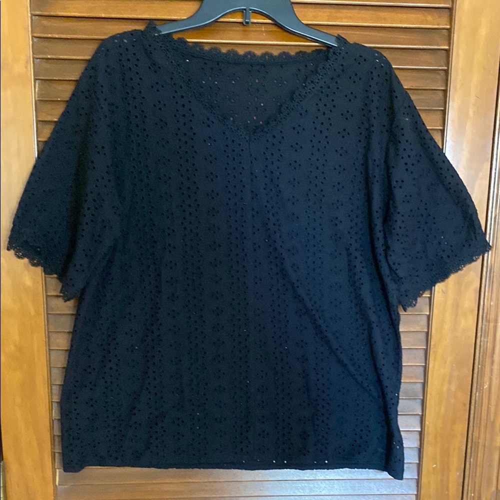 Eyelet V-neck Top